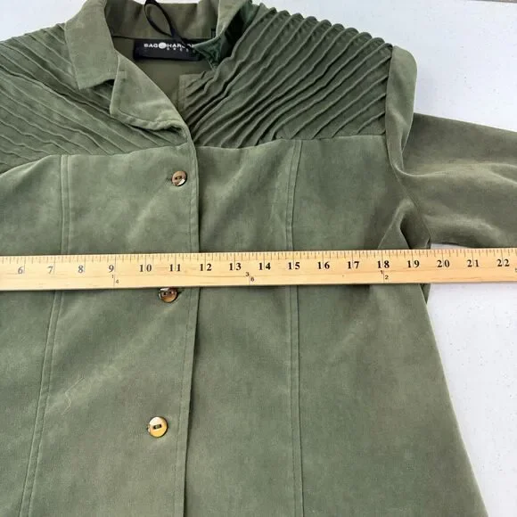 Sag Harbor Women's Jacket & Dress 2 Piece Suit Set Solid Olive Green - Picture 12 of 15